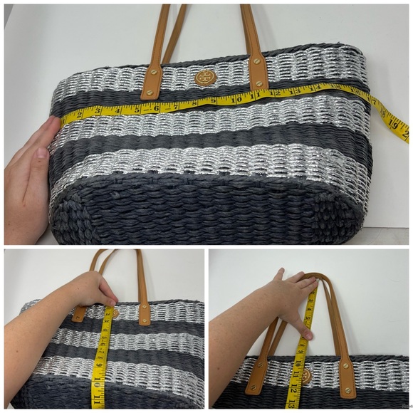 Tory Burch Stripe Straw Basket Tote - Picture 13 of 14